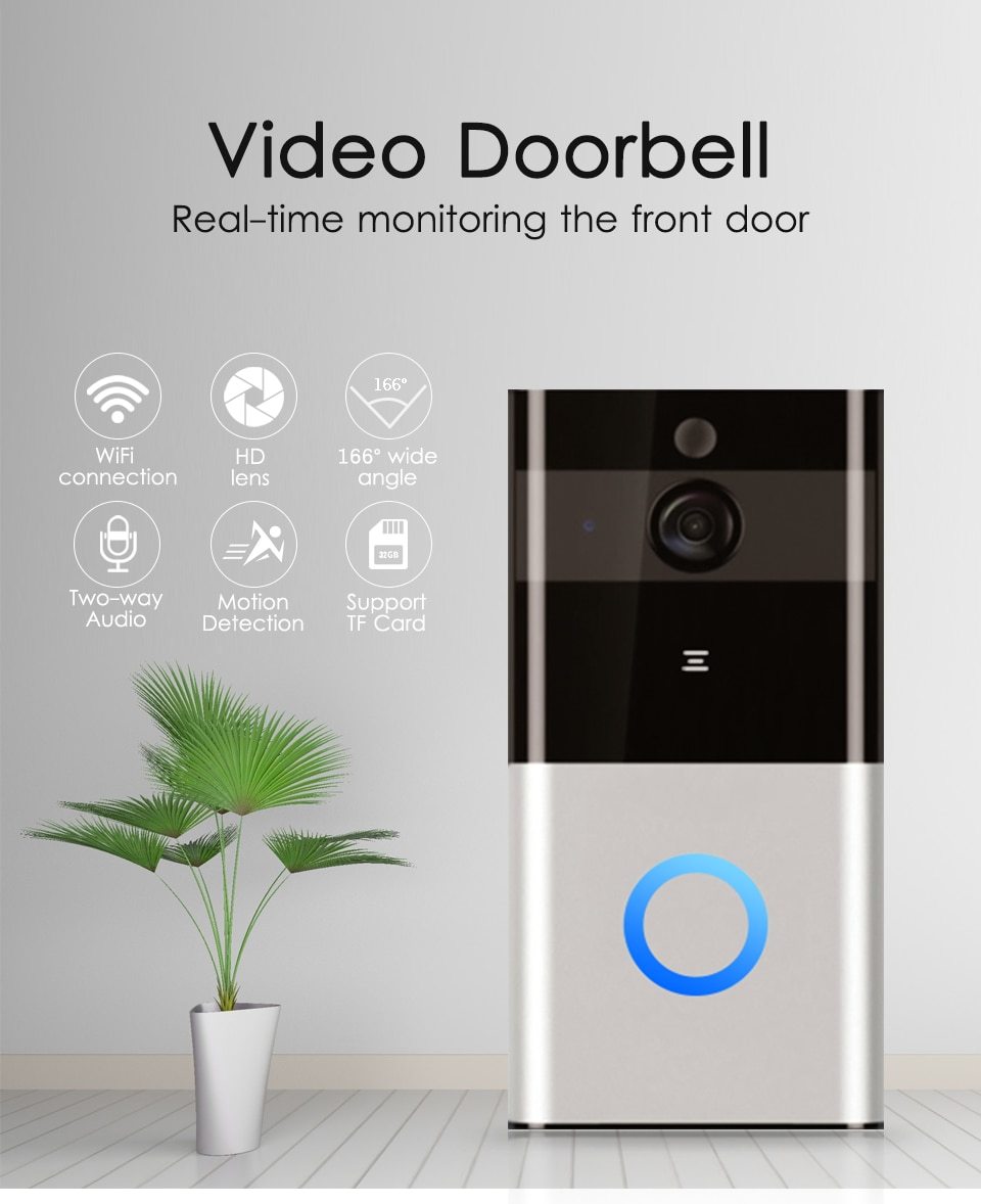 Marlboze 720P WIFI Visual Doorbell Wireless Intercom Doorbell PIR Motion Detection Night View SD card Video Smart Doorbell Ring - Image 6