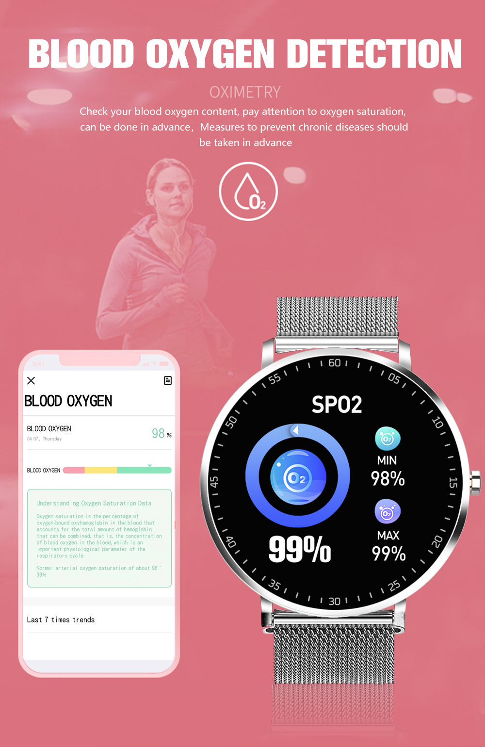 Full Touch Smart Bracelet Sports Fitness Tracker Handband Smart Bracelet - Image 3