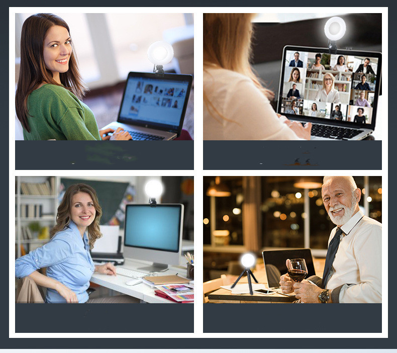 Video Conference 4 Inch Fill Light Computer Live Photography Light LED Selfie Light USB Powered Round Camera Lamp Dimmable LED Ring Light With Phone Holder - Image 5