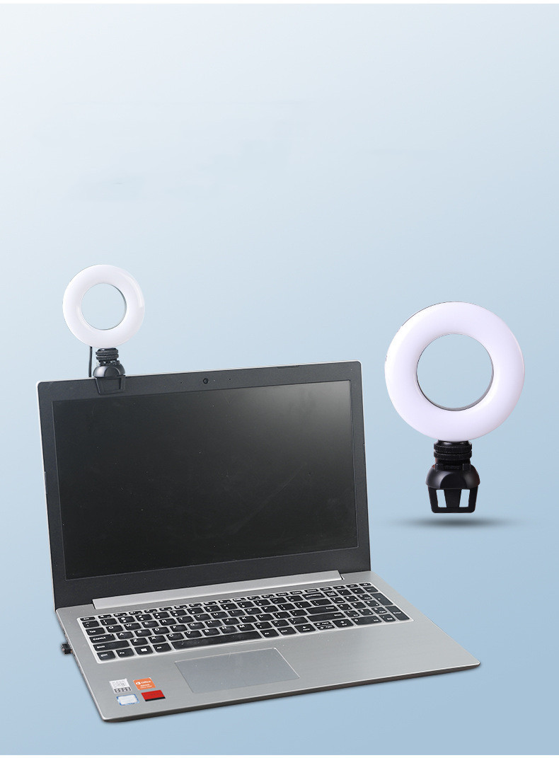 Video Conference 4 Inch Fill Light Computer Live Photography Light LED Selfie Light USB Powered Round Camera Lamp Dimmable LED Ring Light With Phone Holder - Image 2