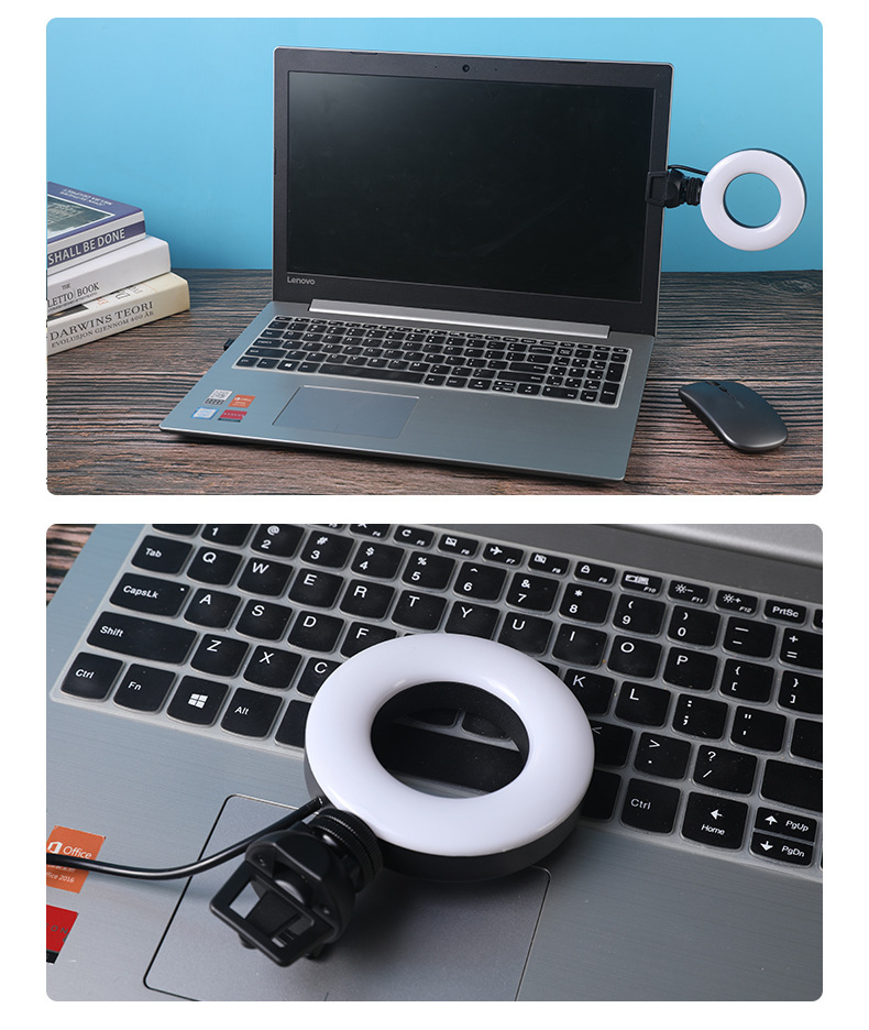 Video Conference 4 Inch Fill Light Computer Live Photography Light LED Selfie Light USB Powered Round Camera Lamp Dimmable LED Ring Light With Phone Holder - Image 4