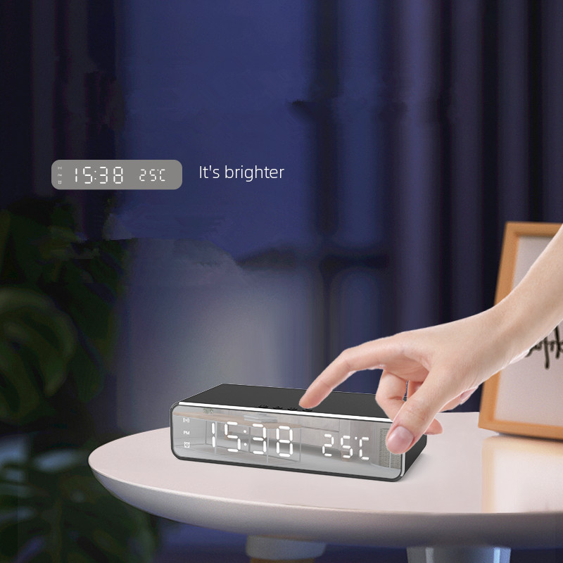 Electric Wireless Phone Charger, Clock, HD Thermometer, Mirror, Clock with Charger - Image 5