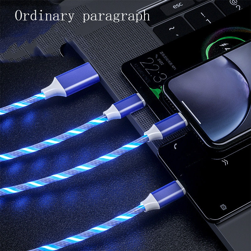 3 In 1 Micro USB Type C Cable LED Flowing Light Type C Chager Cable Mobile Phone Charging Wire - Image 5