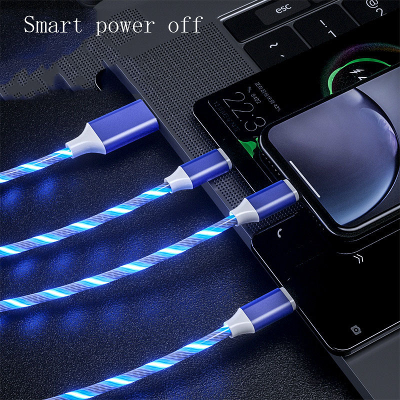 3 In 1 Micro USB Type C Cable LED Flowing Light Type C Chager Cable Mobile Phone Charging Wire - Image 7