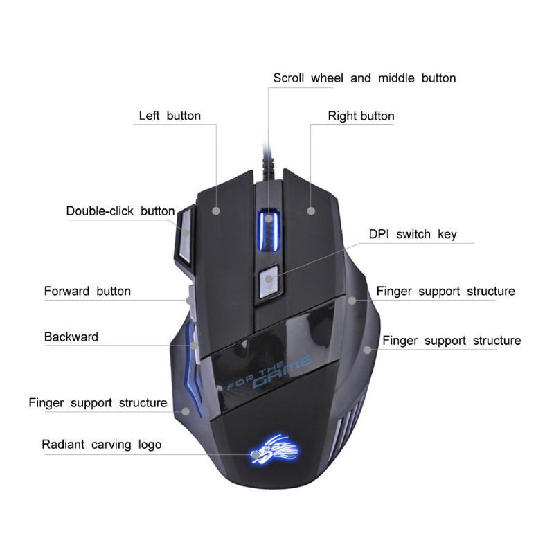 Wired Gaming Mouse 5500DPI 7-Color LED Backlight Optical Mouse Gamer USB 7 Buttons PC Gamer Computer Laptop Desktop Mice - Image 4
