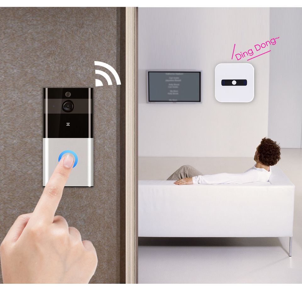 Marlboze 720P WIFI Visual Doorbell Wireless Intercom Doorbell PIR Motion Detection Night View SD card Video Smart Doorbell Ring - Image 4
