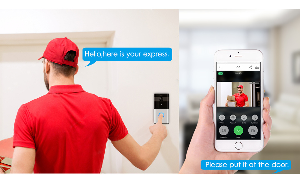 Marlboze 720P WIFI Visual Doorbell Wireless Intercom Doorbell PIR Motion Detection Night View SD card Video Smart Doorbell Ring - Image 5