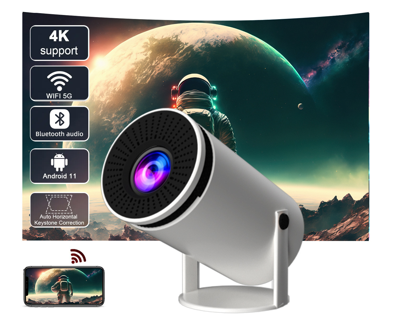 Barrel Machine Hy300 Smart AnzhuoHD Projection Screen Home Recommend Projector - Image 4